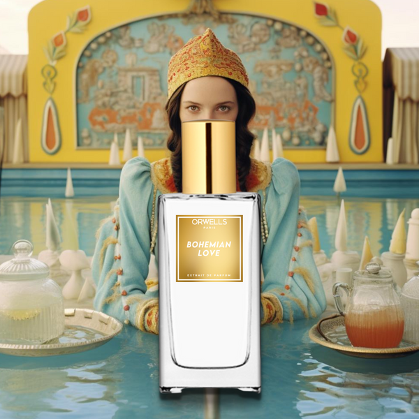 un flacon de orwells parfums boheme , bohemian love dupe de gypsy water de Byredo