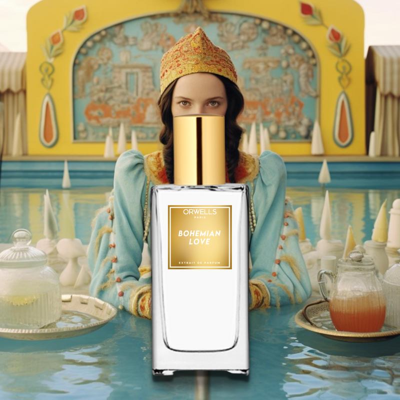 un flacon de orwells parfums boheme , bohemian love dupe de gypsy water de Byredo