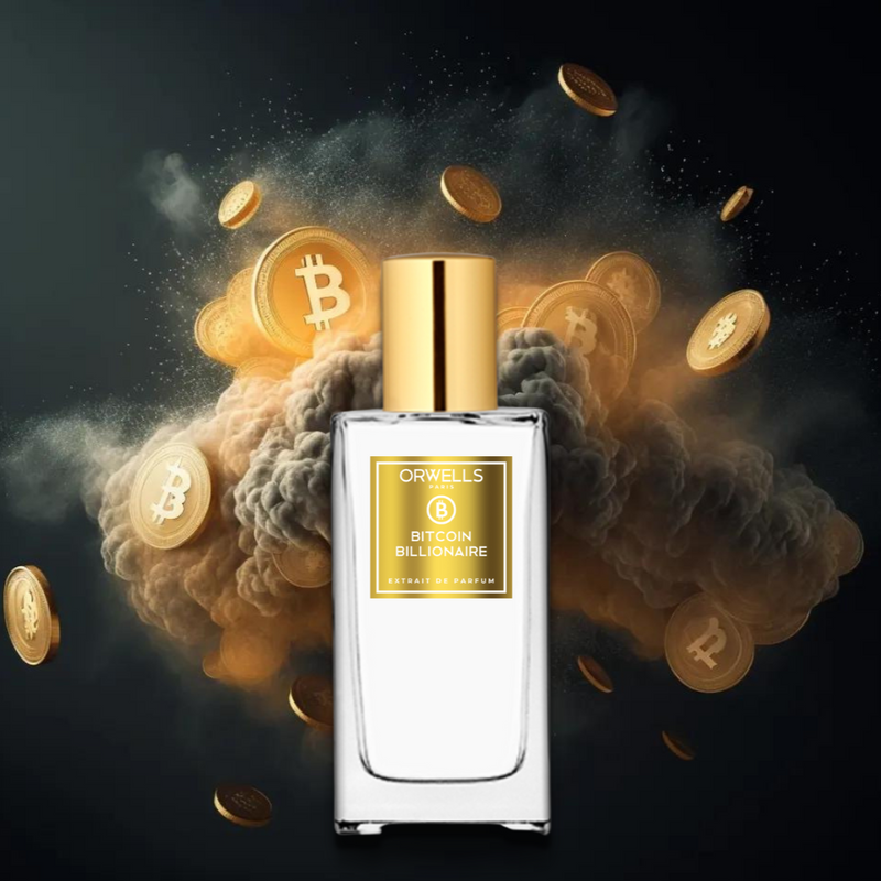 Bitcoin Billionaire  flacon de parfum argent richesse roja elysium